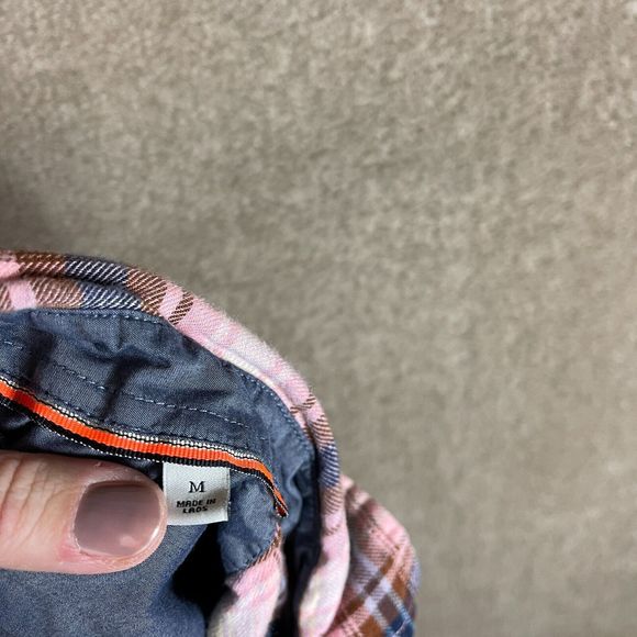 Scotch & Soda Iconic Western Shirt Mens Medium Pink Checked Flannel Linen Blend - Picture 13 of 14